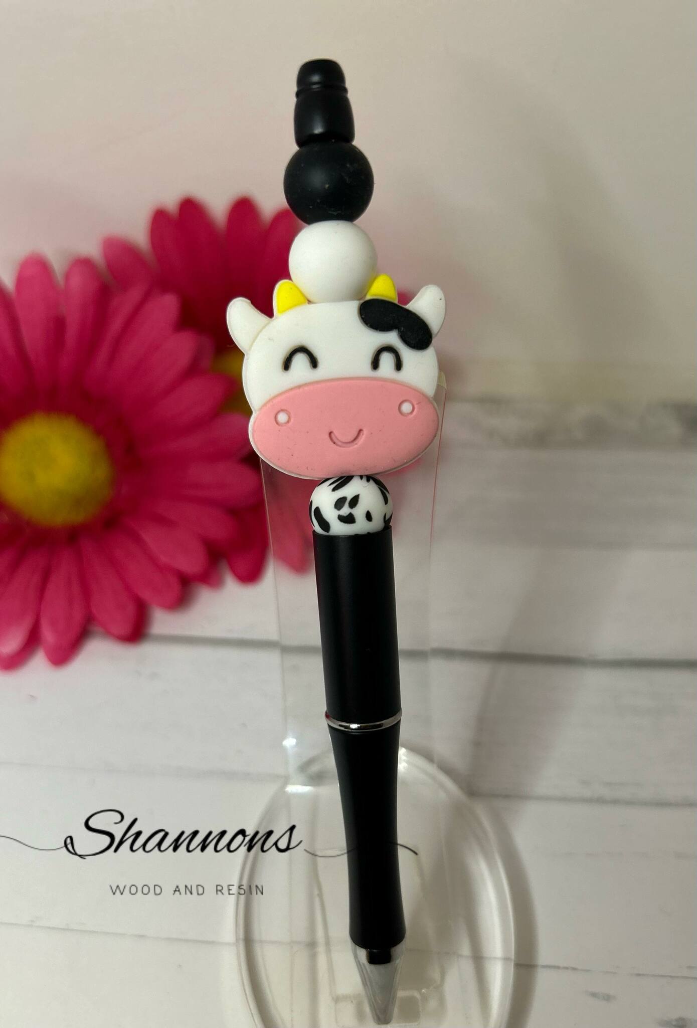 MOO COW PRINT BEAD SILICONE BEAD PEN