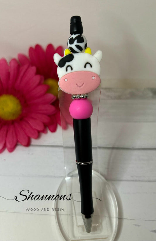 MOO COW PINK BEAD SILICONE BEAD PEN