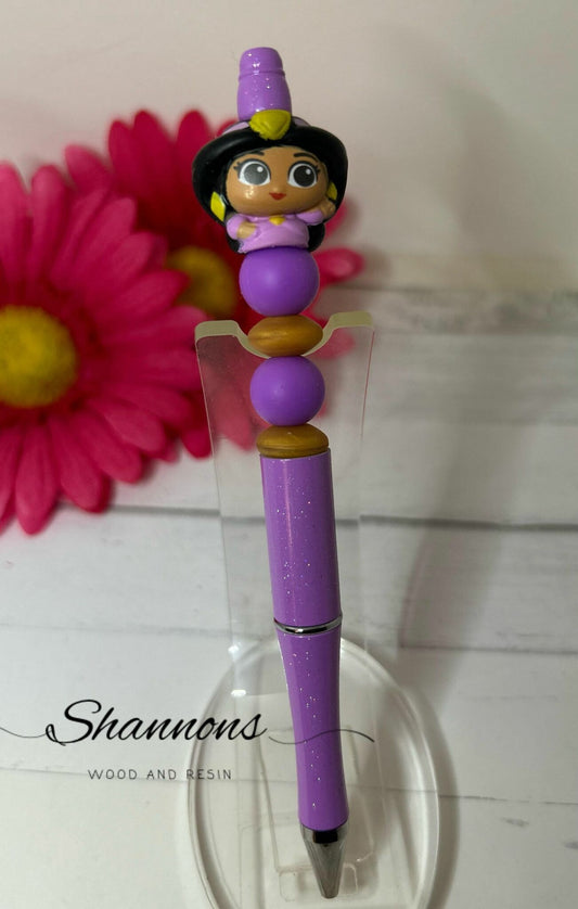 PURPLE SILICONE BEADED PRINCESS PEN