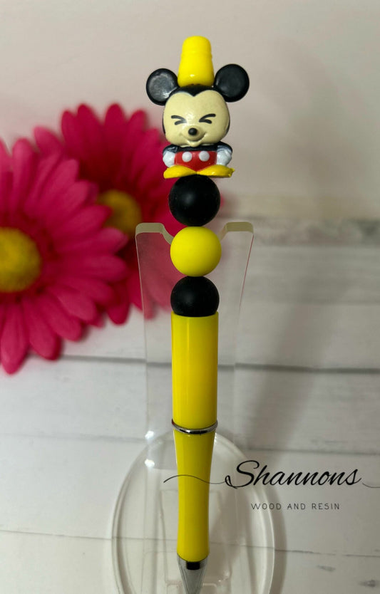 YELLOW SILICONE BEADED MOUSE PEN