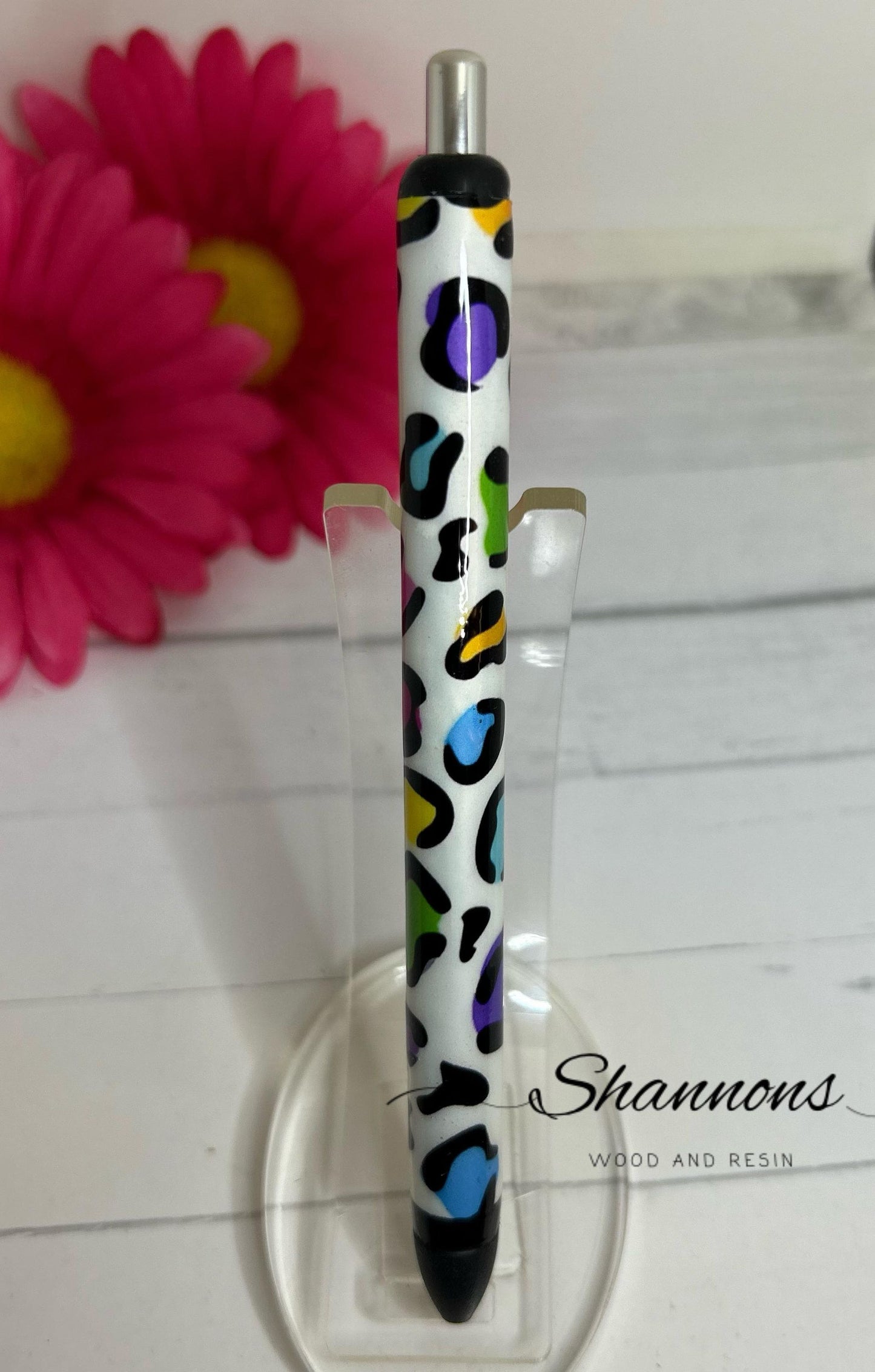 RAINBOW LEOPARD RESIN REFILLABLE INK JOY PEN