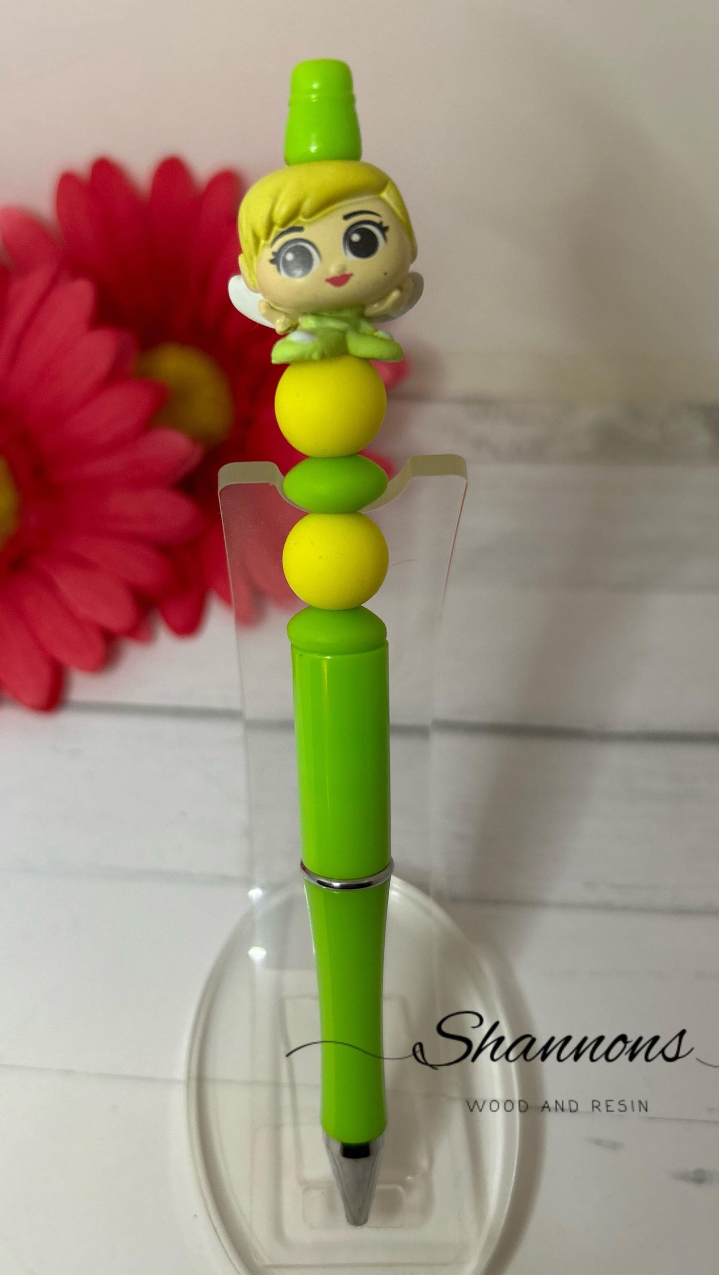 GREEN SILICONE BEADED FAIRY PEN